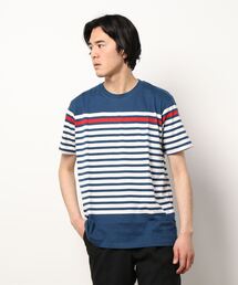 先染めボーダークルーネック半袖Tシャツ
