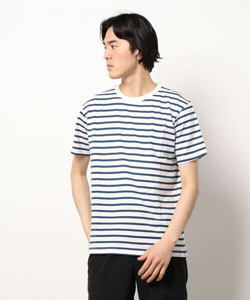 STYLEBLOCK(スタイルブロック)の「先染めボーダークルーネック半袖Tシャツ(Tシャツ/カットソー・メンズ・ブルー系その他/ホワイト系その他2/ホワイト系その他/ネイビー/チャコール/ホワイト・LL/M/L)」の2枚目の写真