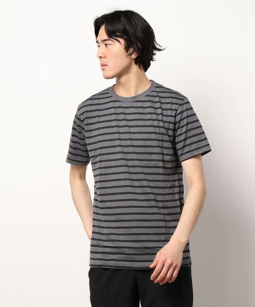 STYLEBLOCK(スタイルブロック)の「先染めボーダークルーネック半袖Tシャツ(Tシャツ/カットソー・メンズ・ブルー系その他/ホワイト系その他2/ホワイト系その他/ネイビー/チャコール/ホワイト・LL/M/L)」の1枚目の写真