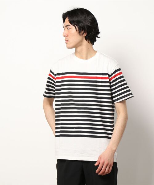 STYLEBLOCK(スタイルブロック)の「先染めボーダークルーネック半袖Tシャツ(Tシャツ/カットソー・メンズ・ブルー系その他/ホワイト系その他2/ホワイト系その他/ネイビー/チャコール/ホワイト・LL/M/L)」の4枚目の写真