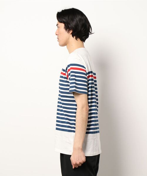 STYLEBLOCK(スタイルブロック)の「先染めボーダークルーネック半袖Tシャツ(Tシャツ/カットソー・メンズ・ブルー系その他/ホワイト系その他2/ホワイト系その他/ネイビー/チャコール/ホワイト・LL/M/L)」の7枚目の写真