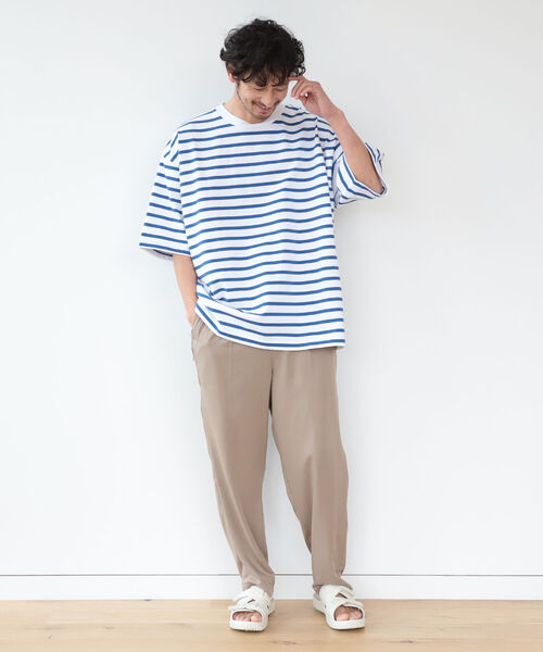 B:MING by BEAMS(ビーミングバイビームス)の「B:MING by BEAMS / ビックシルエット ボーダー 5分袖Tシャツ(Tシャツ/カットソー・メンズ・ベージュ/ネイビー/オフホワイト・SMALL/MEDIUM/LARGE/X-LARGE)」の5枚目の写真