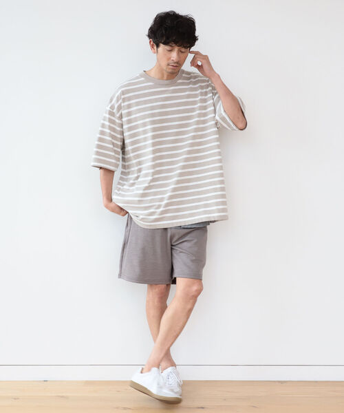 B:MING by BEAMS(ビーミングバイビームス)の「B:MING by BEAMS / ビックシルエット ボーダー 5分袖Tシャツ(Tシャツ/カットソー・メンズ・ベージュ/ネイビー/オフホワイト・SMALL/MEDIUM/LARGE/X-LARGE)」の9枚目の写真