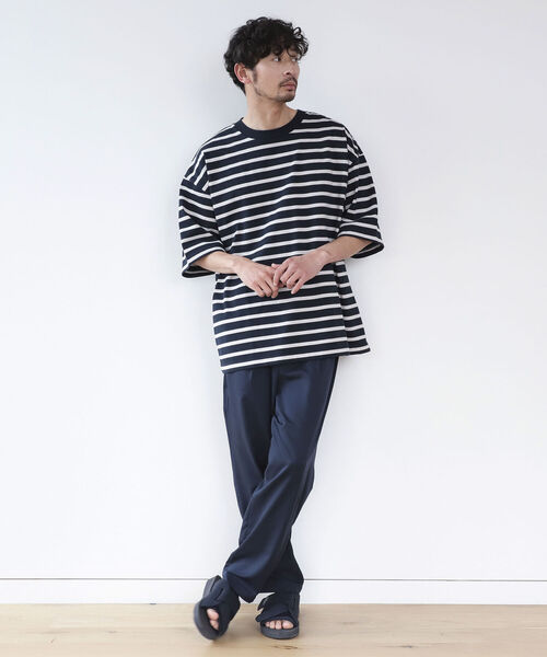 B:MING by BEAMS(ビーミングバイビームス)の「B:MING by BEAMS / ビックシルエット ボーダー 5分袖Tシャツ(Tシャツ/カットソー・メンズ・ベージュ/ネイビー/オフホワイト・SMALL/MEDIUM/LARGE/X-LARGE)」の12枚目の写真
