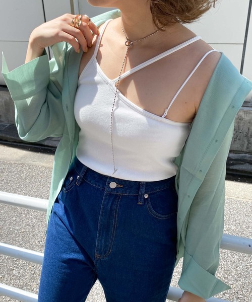 archives（アルシーヴ）の「パット付きアシメキャミソール（キャミソール・レディース・ブラック/イエロー/オフホワイト・MEDIUM）」の2枚目の写真