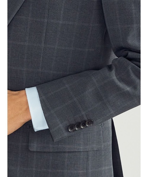 Perfect Suit FActory（パーフェクトスーツファクトリー）の「【上下洗える】WEB限定セットアップスーツ　4WAYストレッチ　グレンチェック　グレー（スーツセット・メンズ・グレー・BB5/A7/AB4/A4/BB6/AB6/Y7/Y8/AB5/BB7/A6/AB7/A8/Y5/BB8/AB8/A5/Y4/Y6/BB4）」の4枚目の写真