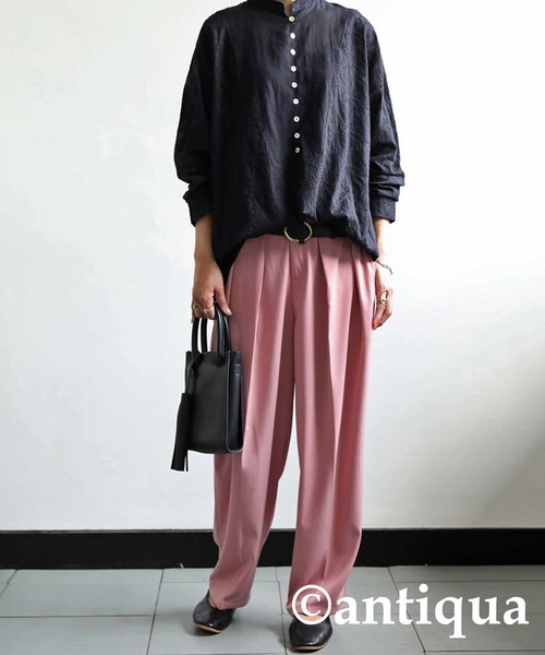 antiqua（アンティカ）の「テクニック不要！ペイズリー柄刺繍シャツ（シャツ/ブラウス・レディース・ブラック/オフホワイト・FREE）」の3枚目の写真