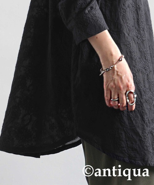 antiqua（アンティカ）の「テクニック不要！ペイズリー柄刺繍シャツ（シャツ/ブラウス・レディース・ブラック/オフホワイト・FREE）」の7枚目の写真