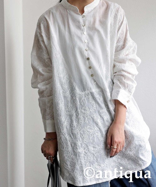 antiqua（アンティカ）の「テクニック不要！ペイズリー柄刺繍シャツ（シャツ/ブラウス・レディース・ブラック/オフホワイト・FREE）」の21枚目の写真