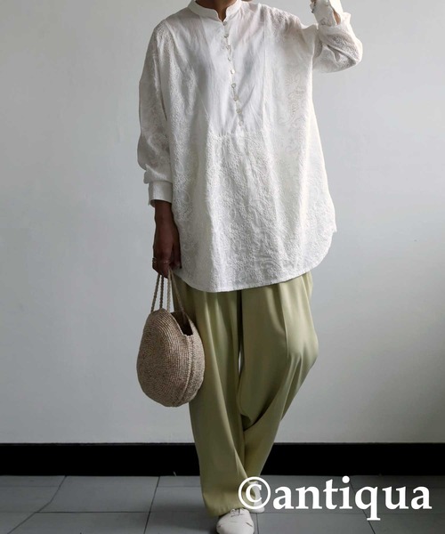 antiqua（アンティカ）の「テクニック不要！ペイズリー柄刺繍シャツ（シャツ/ブラウス・レディース・ブラック/オフホワイト・FREE）」の19枚目の写真