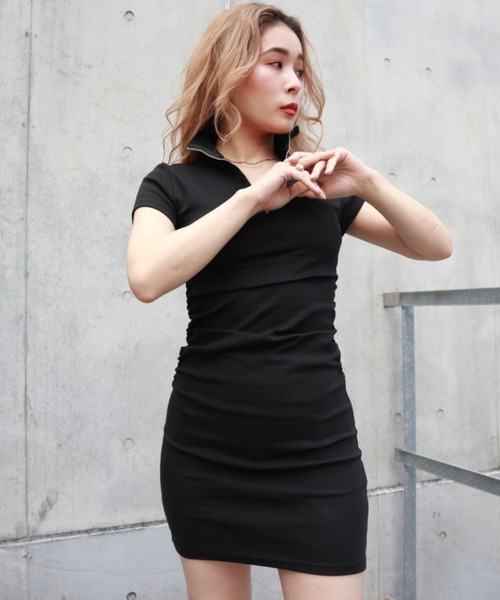 FIG&VIPER（フィグアンドバイパー）の「ZIPギャザーカット半袖OP（ワンピース・レディース・ブラック/ライトベージュ/ライトパープル・FREE）」の12枚目の写真