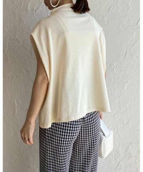 She's Closet（シーズクローゼット）の「ボトルネック肩タックノースリーブフレアプルオーバートップス（Tシャツ/カットソー・レディース・ブラック/モカ/アイボリー/グリーン・FREE）」の19枚目の写真