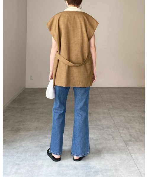 She's Closet（シーズクローゼット）の「ボトルネック肩タックノースリーブフレアプルオーバートップス（Tシャツ/カットソー・レディース・ブラック/モカ/アイボリー/グリーン・FREE）」の7枚目の写真