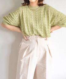 Amourire | 【yumiコラボ】透かし編みラウンドヘムニットプルオーバー(ニット/セーター)