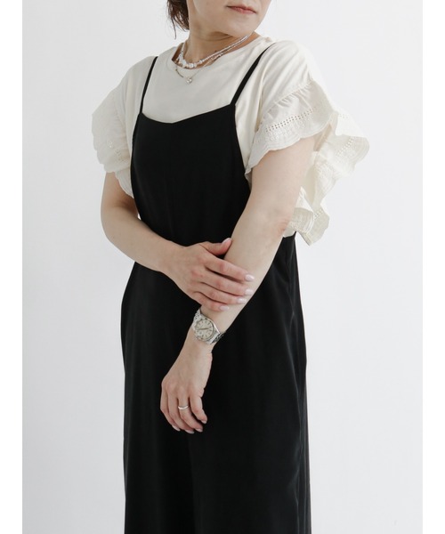 Samansa Mos2 blue（サマンサモスモスブルー）の「袖スカラップレースプルオーバー（Tシャツ/カットソー・レディース・ブラウン/オフホワイト/チャコール・ﾌﾘ-）」の6枚目の写真