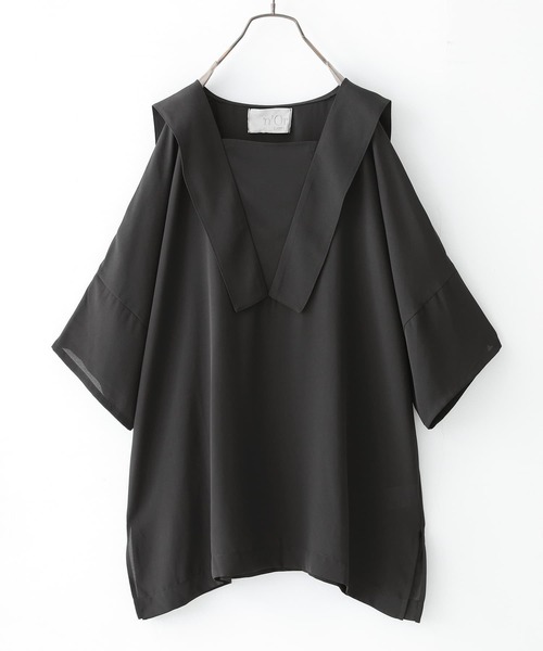 ohta - 美品✨ohta オータ ブラック 長袖 シフォンブラウス セーラーカラー シアー ROJITA（ロジータ）の「バックレースアップセーラーカラー