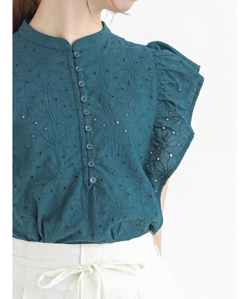 Te chichi（テチチ）の「オーバーレースラッフルスリーブブラウス（シャツ/ブラウス・レディース・ネイビー/オフホワイト/グリーン・ﾌﾘ-）」の4枚目の写真