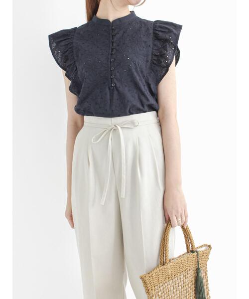 Te chichi（テチチ）の「オーバーレースラッフルスリーブブラウス（シャツ/ブラウス・レディース・ネイビー/オフホワイト/グリーン・ﾌﾘ-）」の16枚目の写真