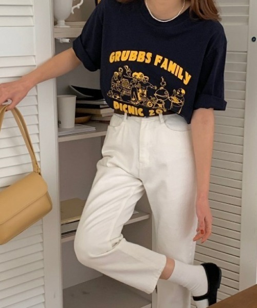 MANGROVE（マングローブ）の「フロントプリントルーズTEE（Tシャツ/カットソー・レディース・ホワイト/ブラック・FREE）」の4枚目の写真