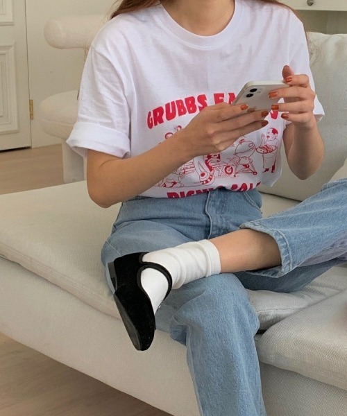 MANGROVE（マングローブ）の「フロントプリントルーズTEE（Tシャツ/カットソー・レディース・ホワイト/ブラック・FREE）」の11枚目の写真