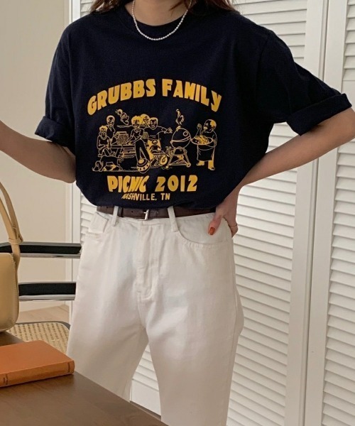 MANGROVE（マングローブ）の「フロントプリントルーズTEE（Tシャツ/カットソー・レディース・ホワイト/ブラック・FREE）」の13枚目の写真