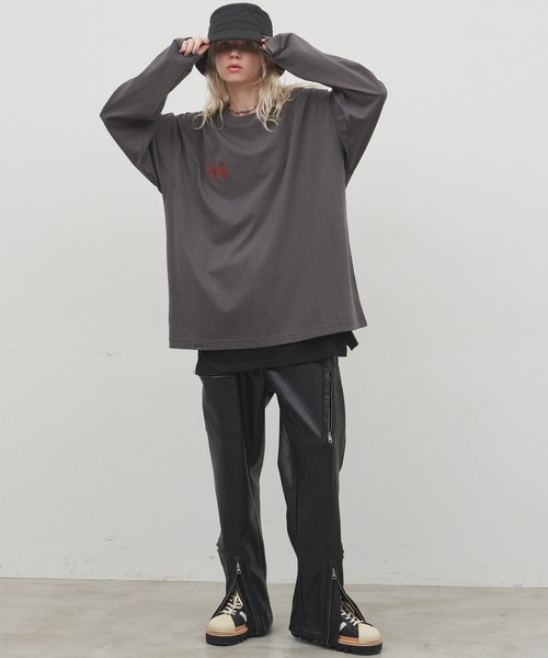 AIVER（アイバー）の「AIVER　棘刺繍ロンTEE（Tシャツ/カットソー・メンズ・ブラック/ホワイト/チャコールグレー・SMALL/MEDIUM/LARGE）」の22枚目の写真