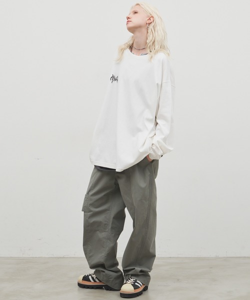 AIVER（アイバー）の「AIVER　棘刺繍ロンTEE（Tシャツ/カットソー・メンズ・ブラック/ホワイト/チャコールグレー・SMALL/MEDIUM/LARGE）」の7枚目の写真