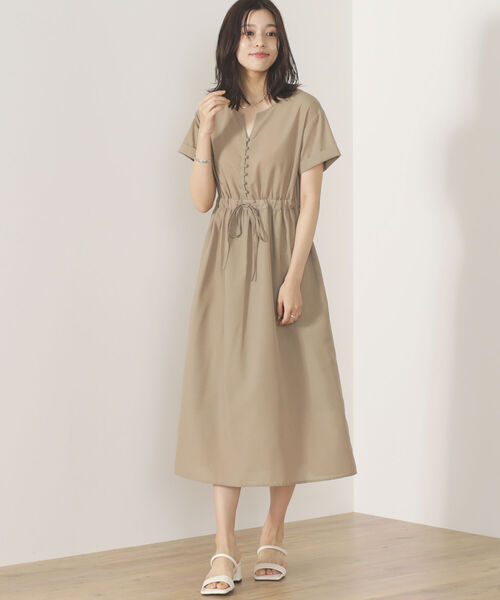 BEAMS HEART（ビームスハート）の「BEAMS HEART / 前釦 スキッパーネック ワンピース（ワンピース・レディース・ブラック/ベージュ/パープル系その他・ONESIZE）」の7枚目の写真