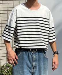 パネルボーダーバスクシャツ