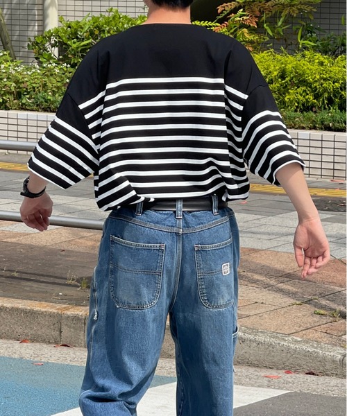 kutir(クティール)の「パネルボーダーバスクシャツ(Tシャツ/カットソー・メンズ・ブラック/オフホワイト/ブルー・MEDIUM/LARGE)」の7枚目の写真