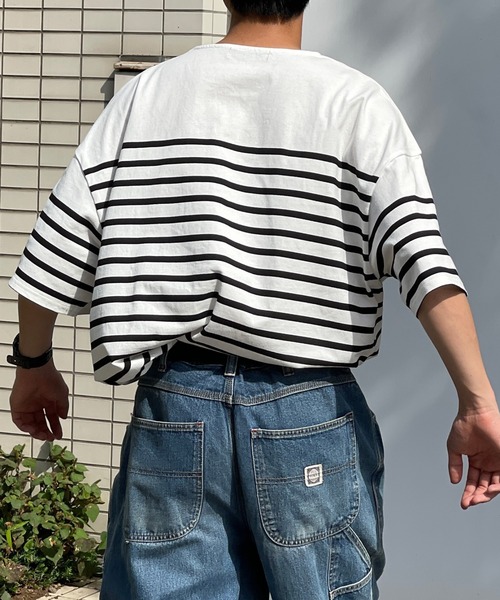 kutir(クティール)の「パネルボーダーバスクシャツ(Tシャツ/カットソー・メンズ・ブラック/オフホワイト/ブルー・MEDIUM/LARGE)」の20枚目の写真