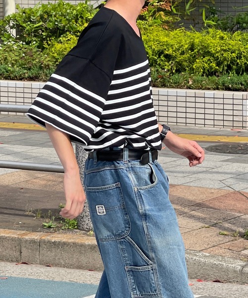 kutir(クティール)の「パネルボーダーバスクシャツ(Tシャツ/カットソー・メンズ・ブラック/オフホワイト/ブルー・MEDIUM/LARGE)」の15枚目の写真