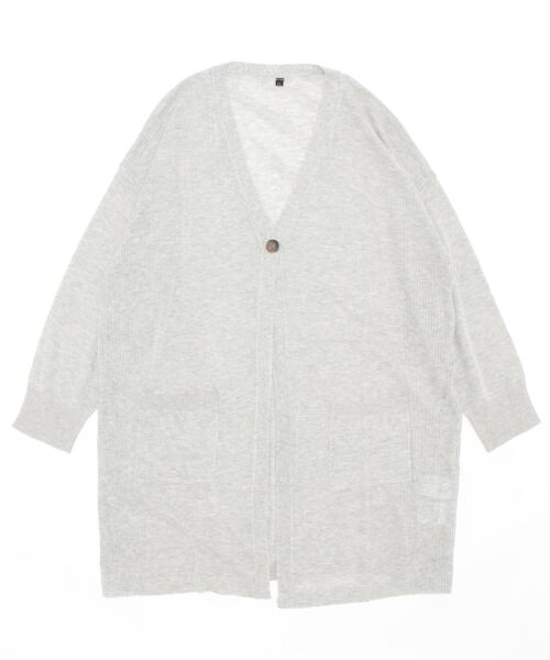 BELLUNA PLUS(ベルーナ)の「シャイニーヤーン編地切替カーディガン(カーディガン/ボレロ・レディース・ネイビー/ブルー/杢グレー・MEDIUM/LARGE/X-LARGE)」の10枚目の写真