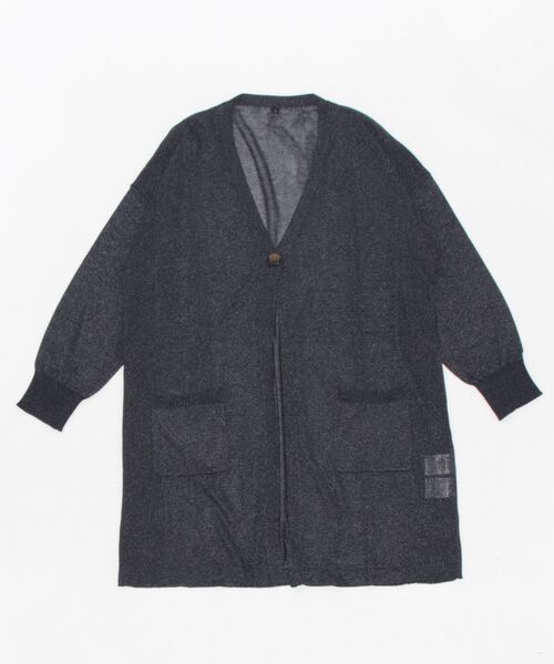 BELLUNA PLUS(ベルーナ)の「シャイニーヤーン編地切替カーディガン(カーディガン/ボレロ・レディース・ネイビー/ブルー/杢グレー・MEDIUM/LARGE/X-LARGE)」の9枚目の写真