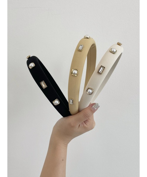 SLURR（スラ―）の「ビジューカチューシャ（カチューシャ・レディース・ブラック/イエロー/アイボリー・FREE）」の4枚目の写真