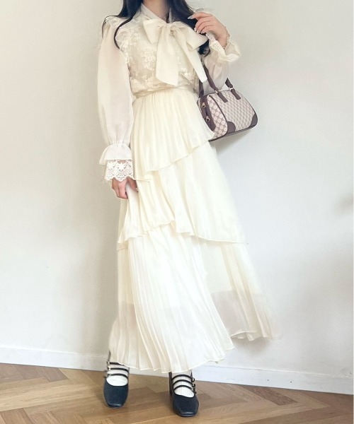 TITTY&CO.(ティティーアンドコー)の「【TITTY&CO.】プリーツティアードロングスカート(スカート・レディース・ブラック/アイボリー/ピンクベージュ・FREE)」の18枚目の写真