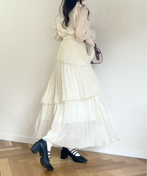 TITTY&CO.(ティティーアンドコー)の「【TITTY&CO.】プリーツティアードロングスカート(スカート・レディース・ブラック/アイボリー/ピンクベージュ・FREE)」の21枚目の写真