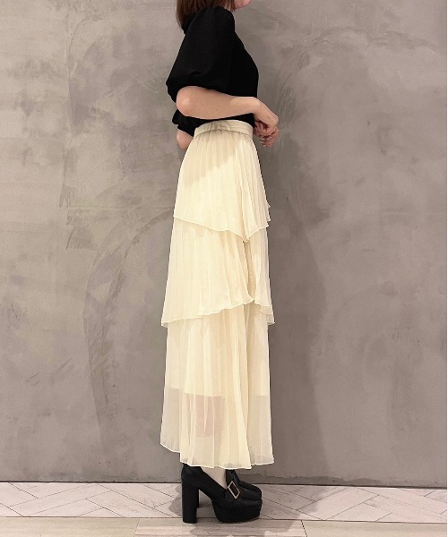 TITTY&CO.(ティティーアンドコー)の「【TITTY&CO.】プリーツティアードロングスカート(スカート・レディース・ブラック/アイボリー/ピンクベージュ・FREE)」の16枚目の写真
