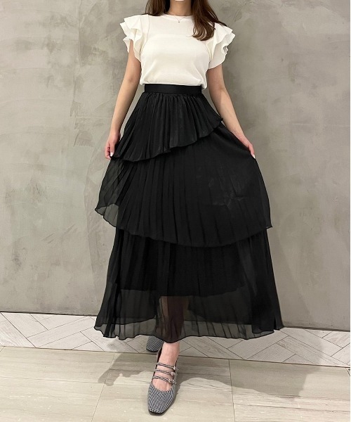 TITTY&CO.(ティティーアンドコー)の「【TITTY&CO.】プリーツティアードロングスカート(スカート・レディース・ブラック/アイボリー/ピンクベージュ・FREE)」の9枚目の写真