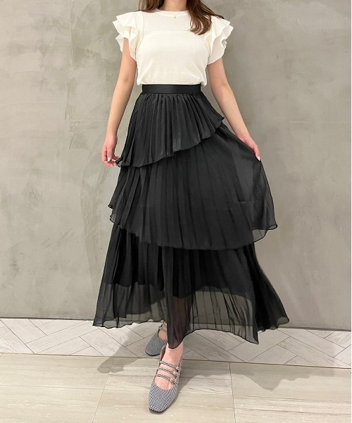 TITTY&CO.(ティティーアンドコー)の「【TITTY&CO.】プリーツティアードロングスカート(スカート・レディース・ブラック/アイボリー/ピンクベージュ・FREE)」の6枚目の写真