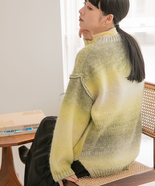m*e様 ERL 21aw グラデーションニット イエロー・グリーン