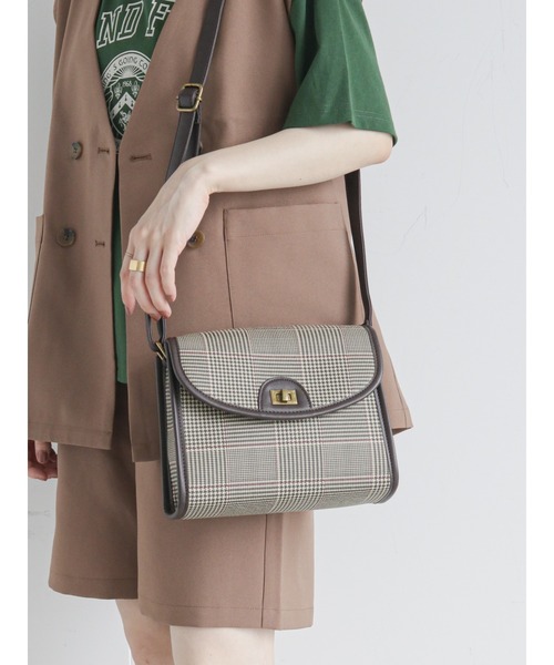 ehka sopo（エヘカソポ）の「チェックパイピングショルダーバッグ（ショルダーバッグ・レディース・ダークブラウン/ベージュ/ブラウン/キャメル・ﾌﾘ-）」の2枚目の写真