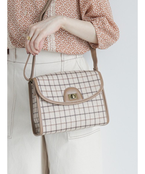 ehka sopo（エヘカソポ）の「チェックパイピングショルダーバッグ（ショルダーバッグ・レディース・ダークブラウン/ベージュ/ブラウン/キャメル・ﾌﾘ-）」の4枚目の写真