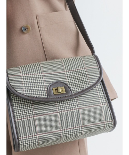 ehka sopo（エヘカソポ）の「チェックパイピングショルダーバッグ（ショルダーバッグ・レディース・ダークブラウン/ベージュ/ブラウン/キャメル・ﾌﾘ-）」の9枚目の写真