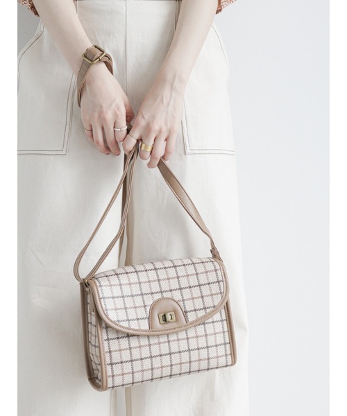 ehka sopo（エヘカソポ）の「チェックパイピングショルダーバッグ（ショルダーバッグ・レディース・ダークブラウン/ベージュ/ブラウン/キャメル・ﾌﾘ-）」の10枚目の写真