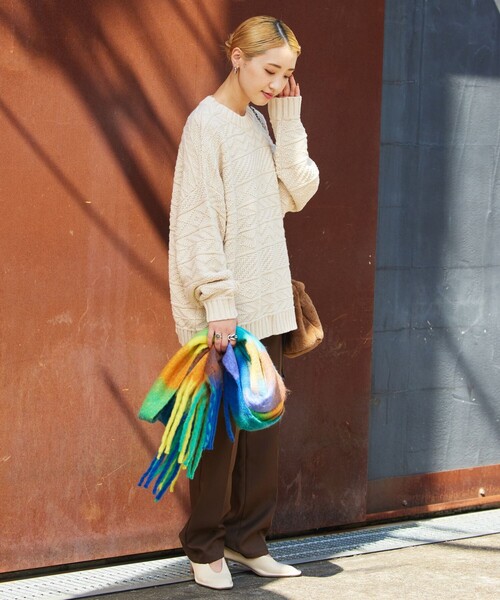 FREAK'S STORE(フリークスストア)の「【WEB限定】リンクス柄ニットプルオーバー(ニット/セーター・レディース・ブラウン/ナチュラル/ブラック/グリーン/ダークオレンジ・フリ-)」の9枚目の写真