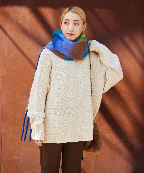 FREAK'S STORE(フリークスストア)の「【WEB限定】リンクス柄ニットプルオーバー(ニット/セーター・レディース・ブラウン/ナチュラル/ブラック/グリーン/ダークオレンジ・フリ-)」の14枚目の写真