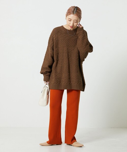 FREAK'S STORE(フリークスストア)の「【WEB限定】リンクス柄ニットプルオーバー(ニット/セーター・レディース・ブラウン/ナチュラル/ブラック/グリーン/ダークオレンジ・フリ-)」の20枚目の写真