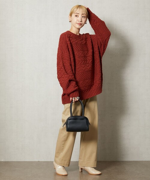 FREAK'S STORE(フリークスストア)の「【WEB限定】リンクス柄ニットプルオーバー(ニット/セーター・レディース・ブラウン/ナチュラル/ブラック/グリーン/ダークオレンジ・フリ-)」の21枚目の写真