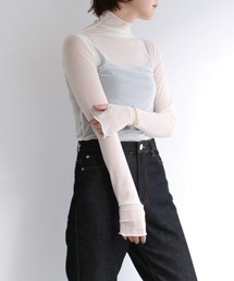 シアーメッシュハイネックトップス